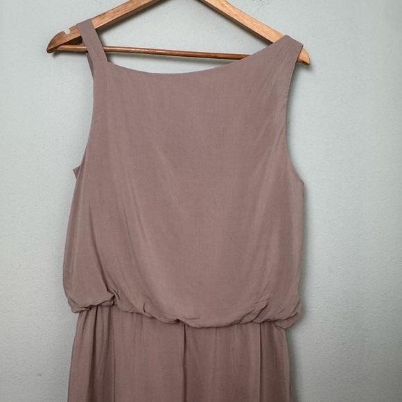 THEORY Jaylyn Rove Draped Mini Dress Nude/Tan Size 8 - Picture 6 of 10
